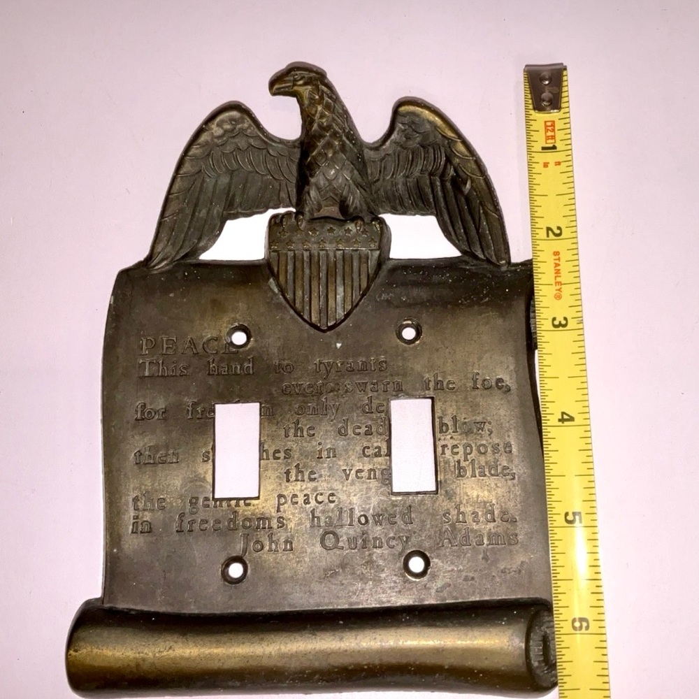 M.C. Co. GIM 3048 1967 Eagle John Quincy Adams Double Toggle Metal Switch Plate - Picture 7 of 7